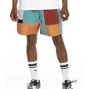 Puma Signature Final Sale NWT Men's Basketball Colorblock Shorts Drawstring Blue